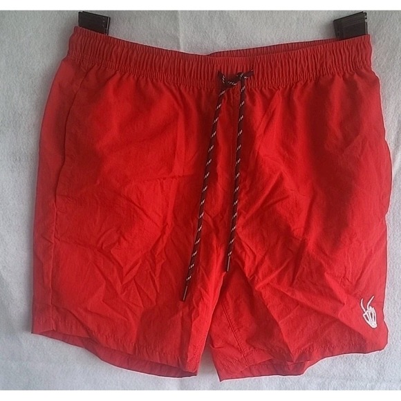 Men's Rue21 Volley Shorts Extra Small xs Red‎ drawstring peace skeleton - Picture 2 of 11
